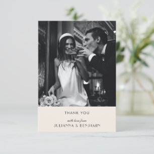 Cartão De Agradecimento Foto Art Déco Marfim Preto Casamento Personalizado