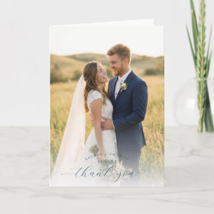 Cartão De Agradecimento Foto Azul e Verde Alegre