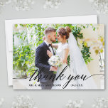 Cartão De Agradecimento Foto B do noivo de casamento da caligrafia moderna<br><div class="desc">Noiva de Casamento da Caligrafia Moderna e Cartões de agradecimentos de Foto do Groom - Script Negro</div>