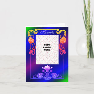 Cartão De Agradecimento Foto bonito de casamento do Rainbow Floral Frame