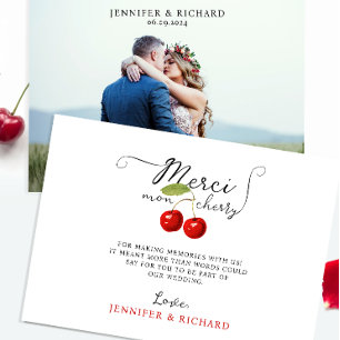 Cartão De Agradecimento Foto bonito de Casamento Russo Branco Vermelho de