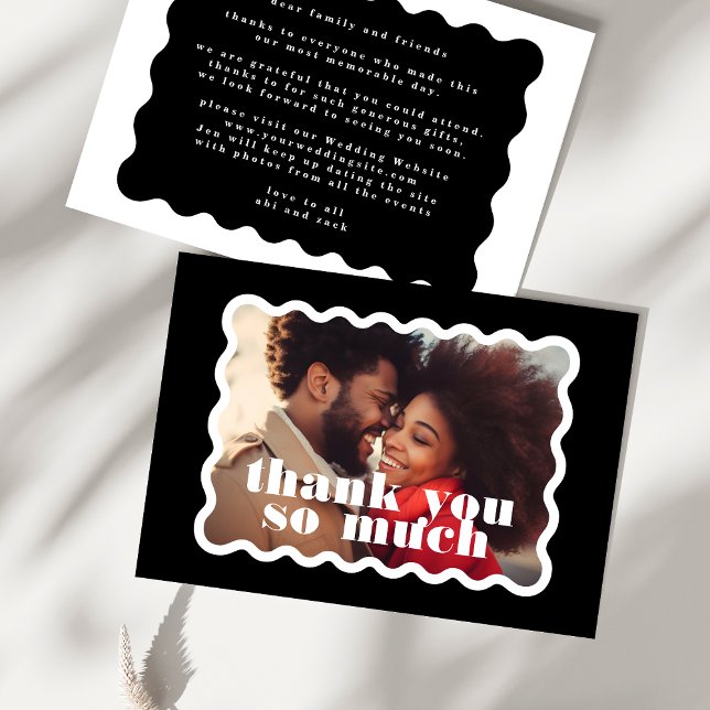 Cartão De Agradecimento Foto Branca Negra Preta de Borda Escalada Moderna (Criador carregado)