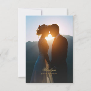 Cartão De Agradecimento foto casamento elegante personalizado