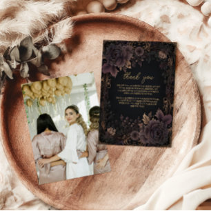 Cartão De Agradecimento Foto Casamento Gótico Real Vitoriano
