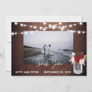Cartão De Agradecimento Foto Casamento Obrigado Jarre de Pedra Burgundy