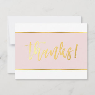 Cartão De Agradecimento FOTO CASAMENTO OBRIGADO moderno rosa bege dourado
