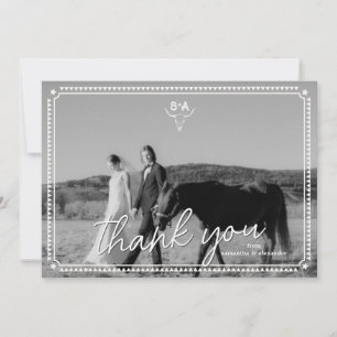 Cartão De Agradecimento Foto Casamento Rústico Sudoeste Nota País