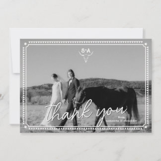 Cartão De Agradecimento Foto Casamento Rústico Sudoeste Nota País