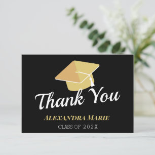 Cartão De Agradecimento Foto Cheerleader Preto Dourado Branco formatura T