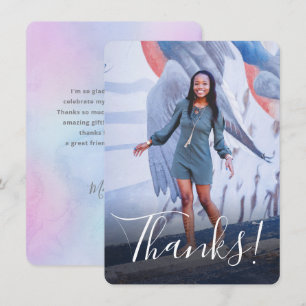 Cartão De Agradecimento Foto Cheia Roxa Aquarela Pastel