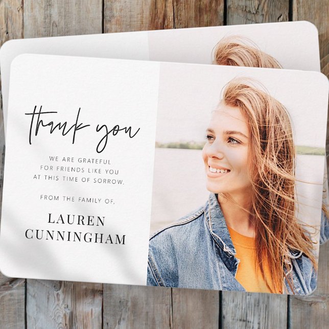 Cartão De Agradecimento Foto Chic Simples e Simples do Memorial Modern (Criador carregado)