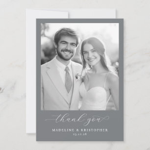 Cartão De Agradecimento Foto Cinza Sofisticado Elegante