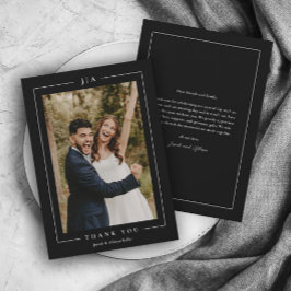 Cartão De Agradecimento Foto Clássica de Casamento Preto e Branco