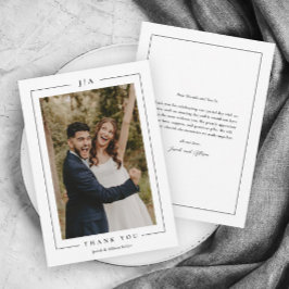 Cartão De Agradecimento Foto Clássica de Casamento Preto e Branco