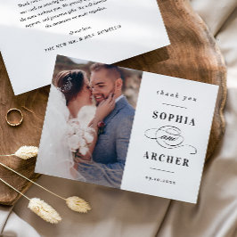 Cartão De Agradecimento Foto Clássica de Casamento Preto e Branco