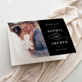 Cartão De Agradecimento Foto Clássica de Casamento Preto e Branco