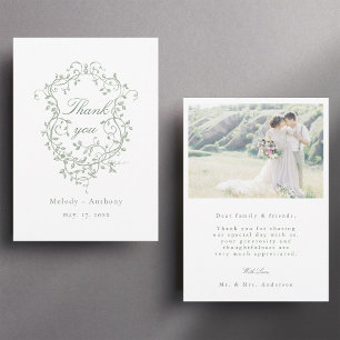 Cartão De Agradecimento Foto Clássica do Festival Floral Verde Sage em Fra