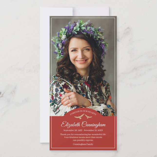 Cartão De Agradecimento Foto Clássica do Monograma Funeral Memorial (Frente)