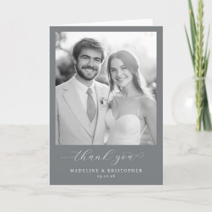 Cartão De Agradecimento Foto Clássica em Tons de Cinza Elegante