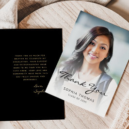 Cartão De Agradecimento Foto Clássica Moderna Dourada Preta Clássica 2025