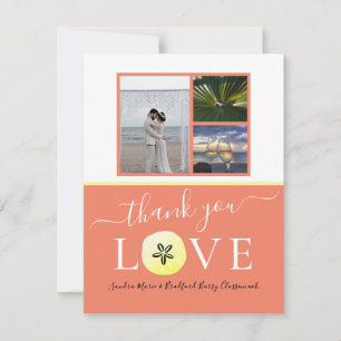 Cartão De Agradecimento Foto Collage Burnt Orange Coral Casamento / amor
