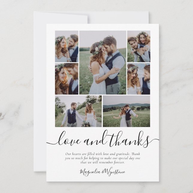 Cartão De Agradecimento Foto Collage Love and Obrigado Weding Obrigado Ca (Frente)