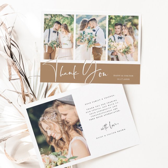 Cartão De Agradecimento Foto com na moda Lettered Wedding 4 (Criador carregado)