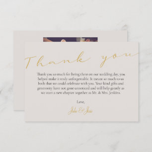 Cartão De Agradecimento Foto com script de ouro Elegante de código QR