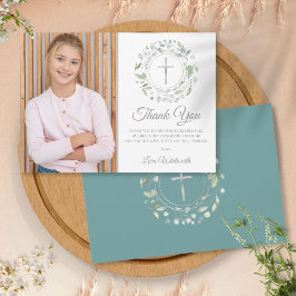 Cartão De Agradecimento Foto da Coroa de Primeira Comunhão