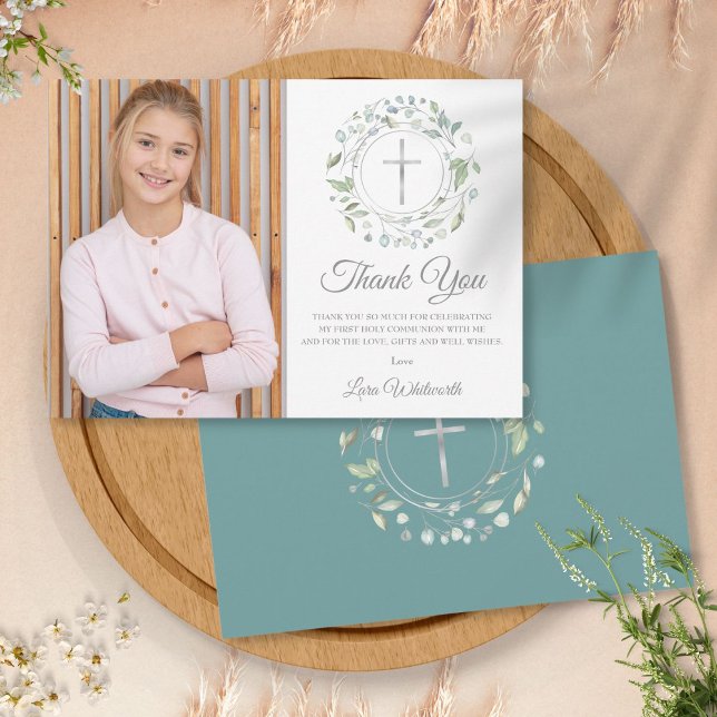 Cartão De Agradecimento Foto da Coroa de Primeira Comunhão (Criador carregado)