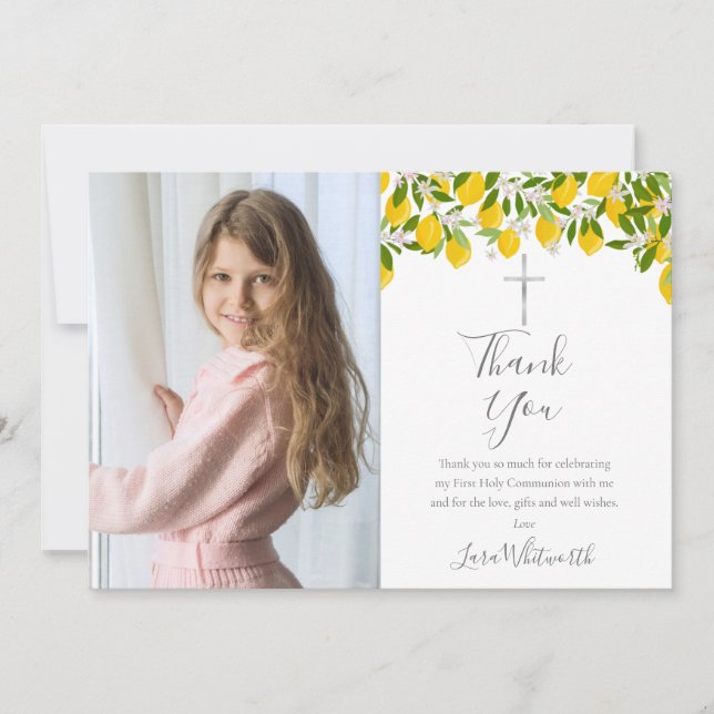 Cartão De Agradecimento Foto da Cruz Silver dos Limões da Santa Comunhão (Frente)