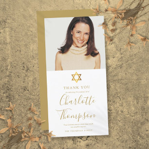 Cartão De Agradecimento Foto da Estrela de Davi Judaica Funeral Memorial D