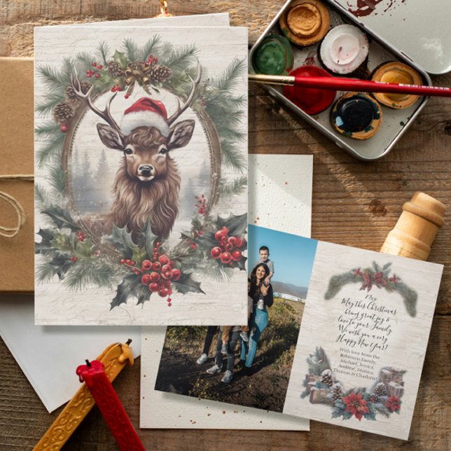 Cartão De Agradecimento Foto da família Wreath, vendedora de Natal russa (Criador carregado)