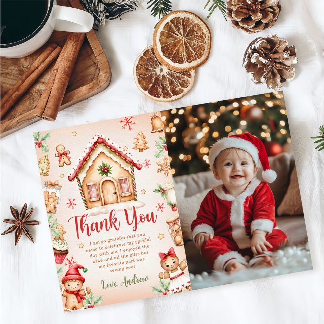 Cartão De Agradecimento Foto da festa de aniversário da casa de gengibre v (Criador carregado)