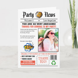 Cartão De Agradecimento Foto da Festa de aniversário do jornal retrorrefle