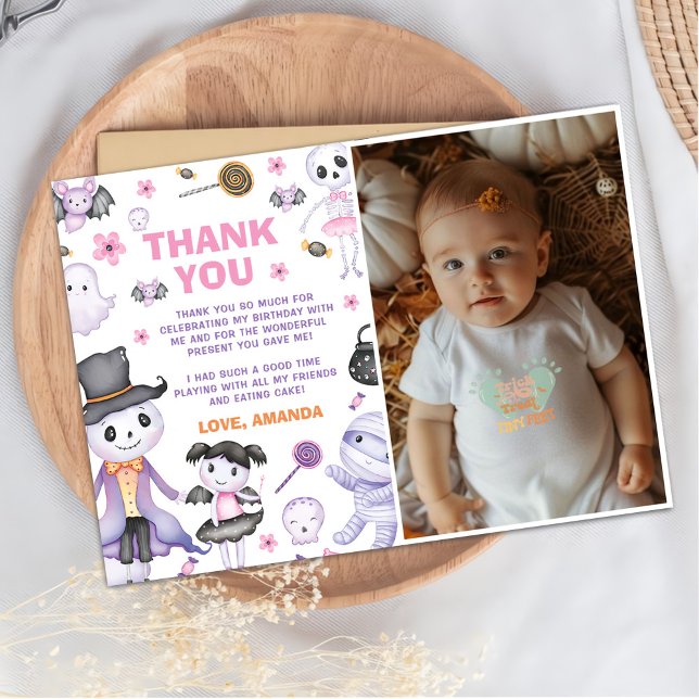 Cartão De Agradecimento Foto da Festa de aniversário fantasma do Spooky Ha (Criador carregado)