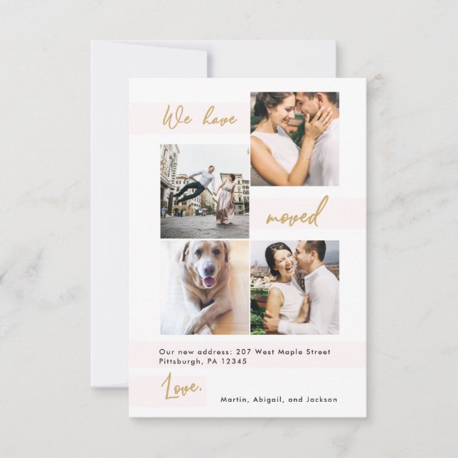 Cartão De Agradecimento Foto da Mudança de Endereço do Dourado Mapa Modern (Frente)