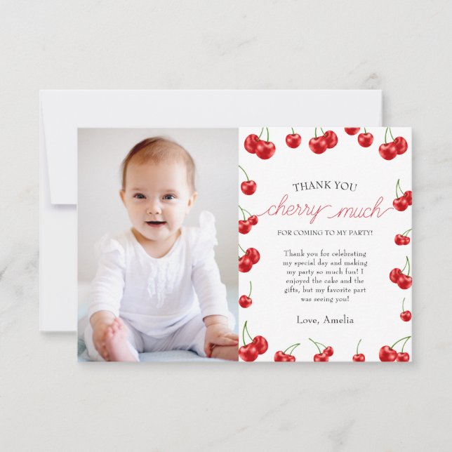 Cartão De Agradecimento Foto da Primeira Festa de aniversário da Bearry Ch (Frente)