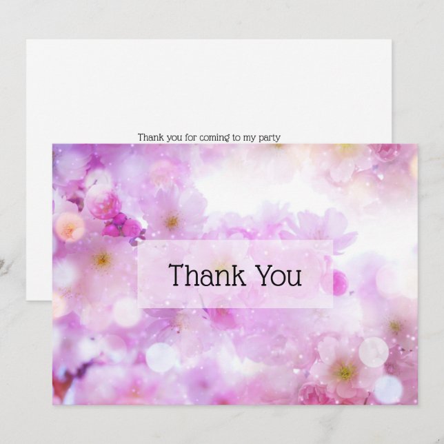 Cartão De Agradecimento Foto das flores de cerejeira rosa (Frente/Verso)