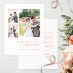 Cartão De Agradecimento Foto de Amor e Gratidão Casamento Pêssego Rosa Esm<br><div class="desc">Obrigado seus convidados com este elegante e moderno cartões de agradecimentos de casamento de colagem de três fotos! Design de cor branca e branca, esbranquiçada e cor de pêssego, limpa e simples, com a frase "com nosso amor e gratidão" numa mistura de tipografia moderna de blocos e caligrafia moderna escrita...</div>