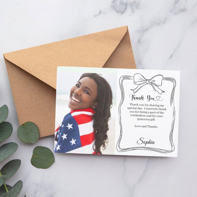 Cartão De Agradecimento Foto de aniversário arco manuscrito (Criador carregado)