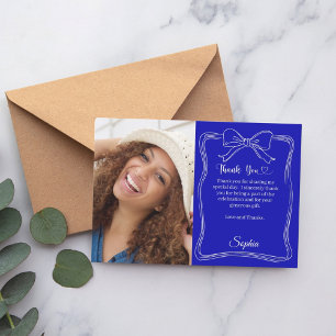 Cartão De Agradecimento Foto de aniversário, arco real, gravado manualment