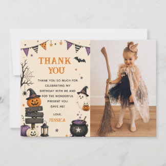 Cartão De Agradecimento Foto de Aniversário Assustador de Fantasma de Hall