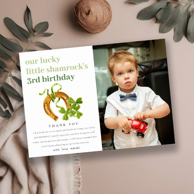 Cartão De Agradecimento Foto de aniversário da Rua de Shamrock Patrick Day (Criador carregado)