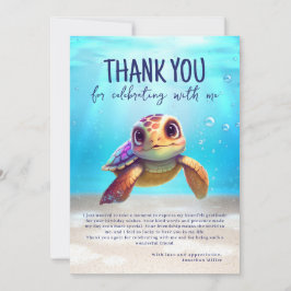 Cartão De Agradecimento Foto de Aniversário da Tartaruga Cáudia