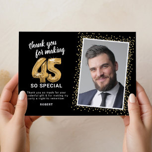 Cartão De Agradecimento Foto de Aniversário de 45 anos Moderna