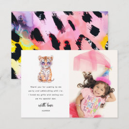 Cartão De Agradecimento Foto de Aniversário de Animal de Safari Fofo