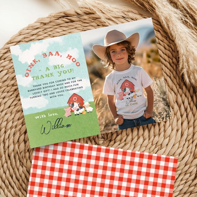 Cartão De Agradecimento Foto de aniversário de Barnyard, Fazenda (Criador carregado)