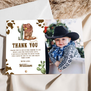 Cartão De Agradecimento Foto de Aniversário de Cowboy de Rodeio Western Rú