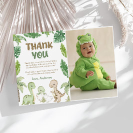 Cartão De Agradecimento Foto de Aniversário de Dinossauros da Selva